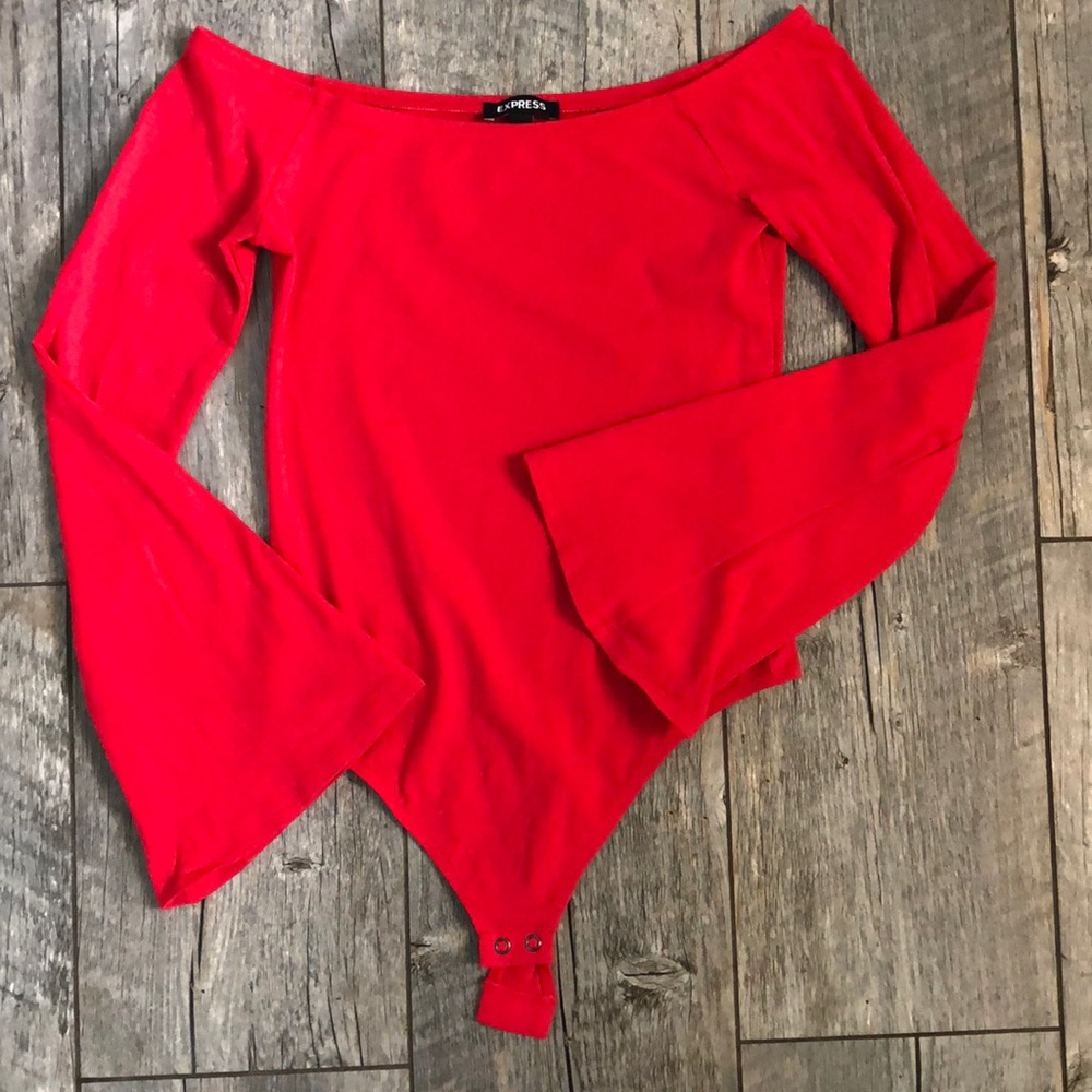 Red Flare Sleeve Bodysuit